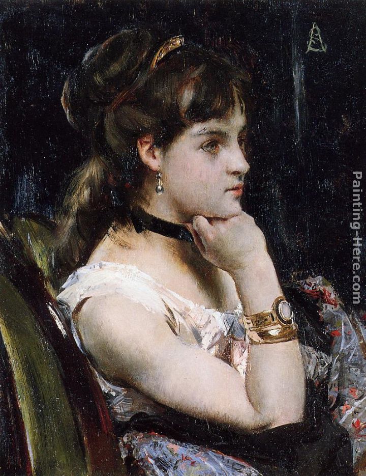 Woman Wearing a Bracelet painting - Alfred Stevens Woman Wearing a Bracelet art painting